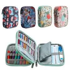 2 Layer Crochet Hook Pouch Empty Knitting Kit Case Sewing Kit Organizer Bag UK