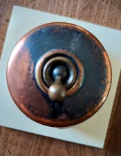 Original Vintage Crabtree Brass and Ceramic Dolly Toggle Switch (H)