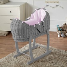 Moses Basket Grey Wicker with