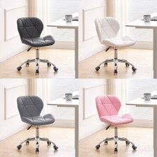 Cushioned Computer Desk Office Chair Chrome Legs Swivel Adjustable Vanity Stool