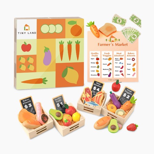 Tiny land wooden play food - land,