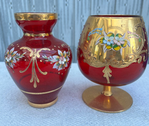Ruby red gold bohemia glass - ruby, &