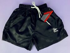 Vintage Mitre Santiago Black Nylon Shiny Football Shorts 24" Old Sport Shop Find