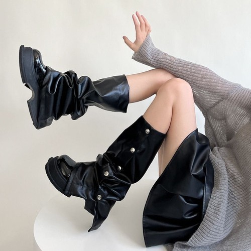 Leather leg warmers - leg, punk