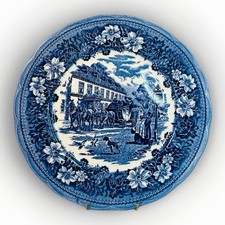 Vintage Royal Tudor Ware Coaching Taverns Blue & White Staffordshire Plate 26cm