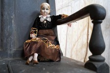 Antique Early 20thC Black Velvet French Boudoir Doll c.1920