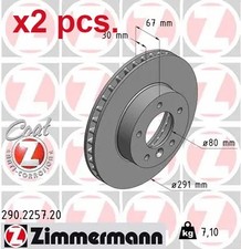 X2 PCS FRONT BRAKE DISC ROTOS X2 PCS SET 290.2257.20 ZIMMERMANN I