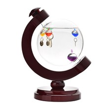 Galileo Thermometer Globe Style - 16cm Multi Coloured 5 Bulb