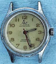 C1151 mens Vintage Titus Lee Military Field Manual Red Hand Watch Works lot
