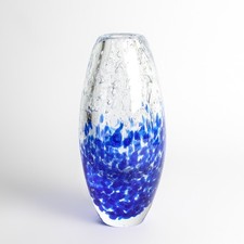 Czech Glass Vase Skrdlovice Jaroslav Svoboda Clear Blue 1960-70 Czech Art