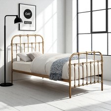 Camden Antique Brass Effect Hospital Metal Bed Frame - Single / Double / King