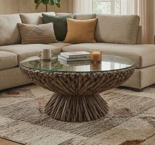Driftwood round coffee table - round,