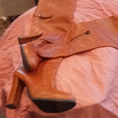 Ice brown leather knee high - brown,