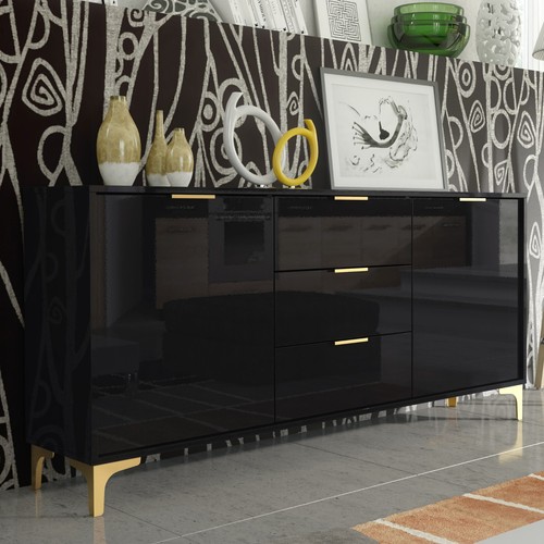 Luxury black high gloss 140cm - high,