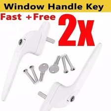 2 x uPVC Universal Window Handle Inline Locking Espag Double Glazing White UK
