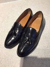 Loake Salisbury Black Leather Tassel Loafers Made in England, 9.5 E