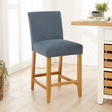 Monty Blue Fabric Counter Bar Stool with Oak Legs - Kitchen Dining  BAR-82