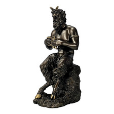 PAN Satyr Greek Nude God of Nature Faunus Statue Sculpture Bronze Effect
