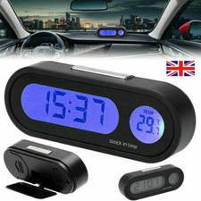 Mini Car Auto Thermometer Digital LCD Time Table Clock W/ Backlight Small UK