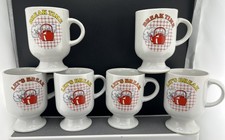 6 Vintage1980s Let’s Break & Break Time Stoneware Mugs / Cups 1980’s Retro