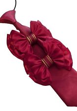 CHILDS EQUESTRIAN SHOWING BOWS AND TIE SET  - LEAD REIN- WINE RED