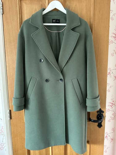Zara green wool coat size - green,