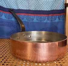 Vintage Made In France 9.25" In. Copper Sauté Pan Cast Iron Handle