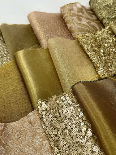 Gold metallic fabric scrap - gold/metallic,