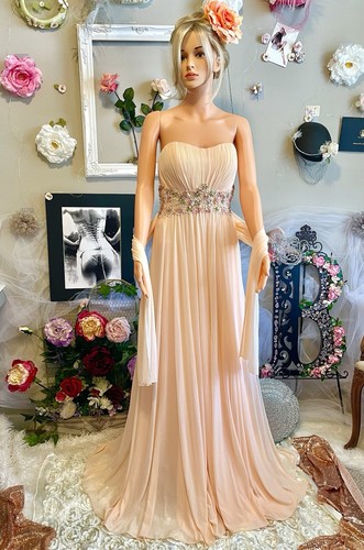 Jovani peach chiffon strapless - jovani,