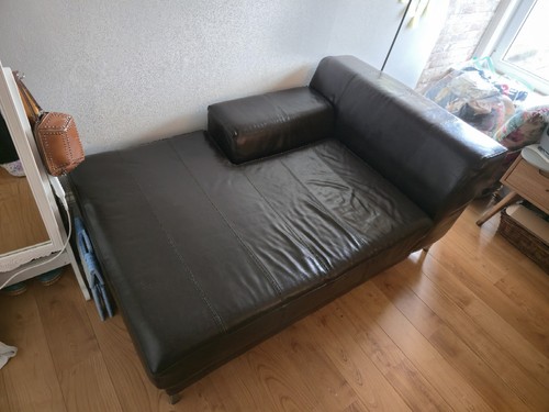 Italian leather chaise lounge - chaise,
