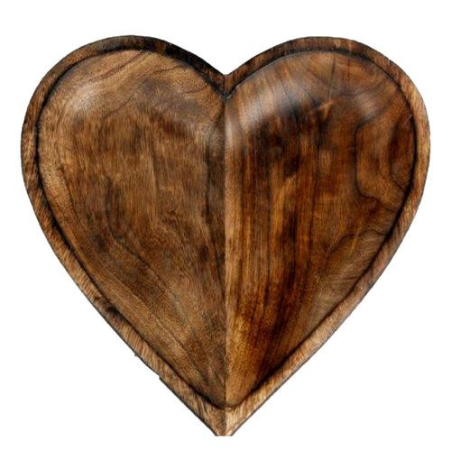 Heart shaped bowl mango - heart, wood