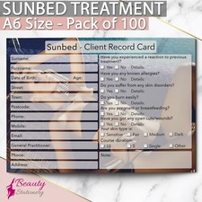 Sunbed Solarium Client Record Card NEW - PREMIUM Treatment Cons. A6 Pack of 100