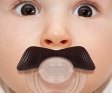 SMALL BROWN MOUSTACHE DUMMY Funny Baby Babies Gift Shower Pacifier Toddler UK