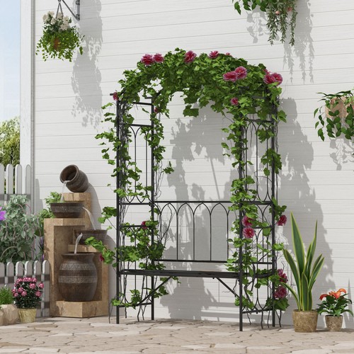 Garden metal arch bench - garden,