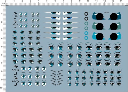 Water slide decals - decals, eyes
