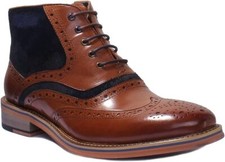 Men's Brown and Blue Leather