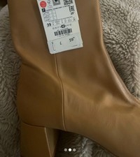 Zara leather light camel ankle boots Size 39 UK 6 NWT