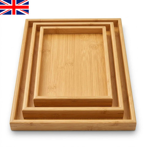 3pcs bamboo serving trays set - bamboo,