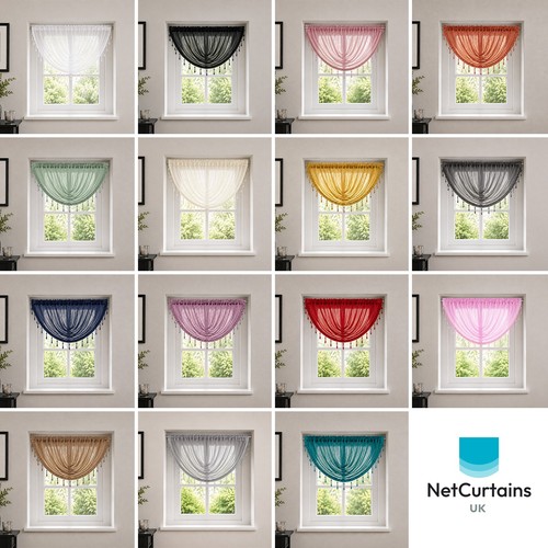 Plain beaded voile swag - beaded,