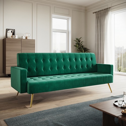 Luxury velvet green sofa - velvet, 3