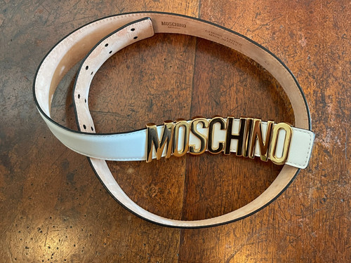 Moschino white belt with gold - moschino,