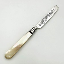 ANTIQUE BUTTER KNIFE STERLING SILVER & MoP BIRMINGHAM 1845 GEORGE UNITE