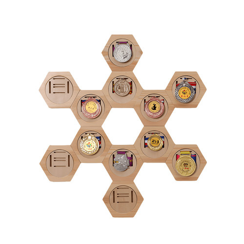 Wood honeycomb medal display - wood,