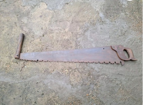 Vintage two man large saw - man,