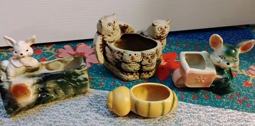 Vintage ceramic planter lot - ceramic,