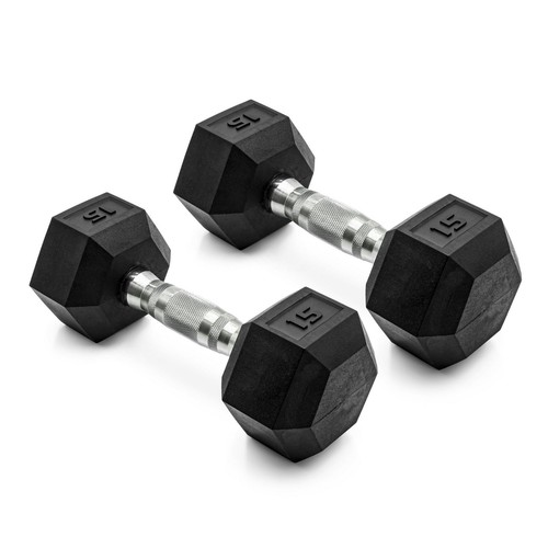 Cap barbell rubber hex - barbell, 15