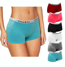 Ladies Girls Cotton Hipster Boxer Short Plain Block Colours pants 6289