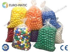 500 Euro-matic Soft Play Pen Pit Pool Balls COMMERCIAL GRADE 75mm *FREE NETSACK