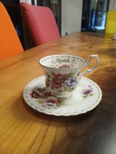 Royal Albert China Flower of the Month Series March Anemones tea cup & plate