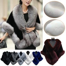 Faux Fur Long Shawl Stole Wrap